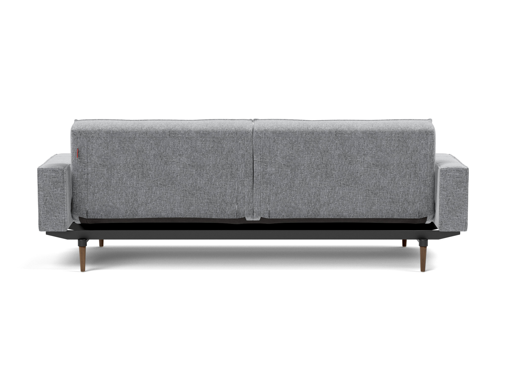 Schlafsofa Splitback mit Armlehnen Strukturierter Stoff Twist 565-Granite Beine Styletto Eiche dunkel