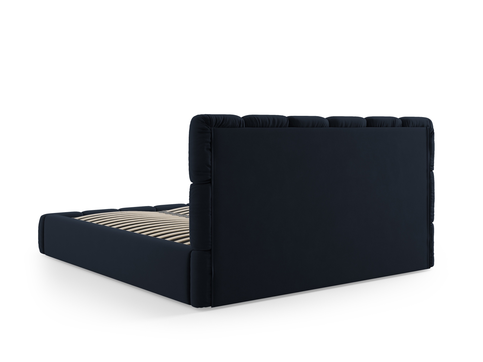 Micadoni Stauraumbett mit Kopfteil Bellis Samt Bluvel Dunkelblau 140x200