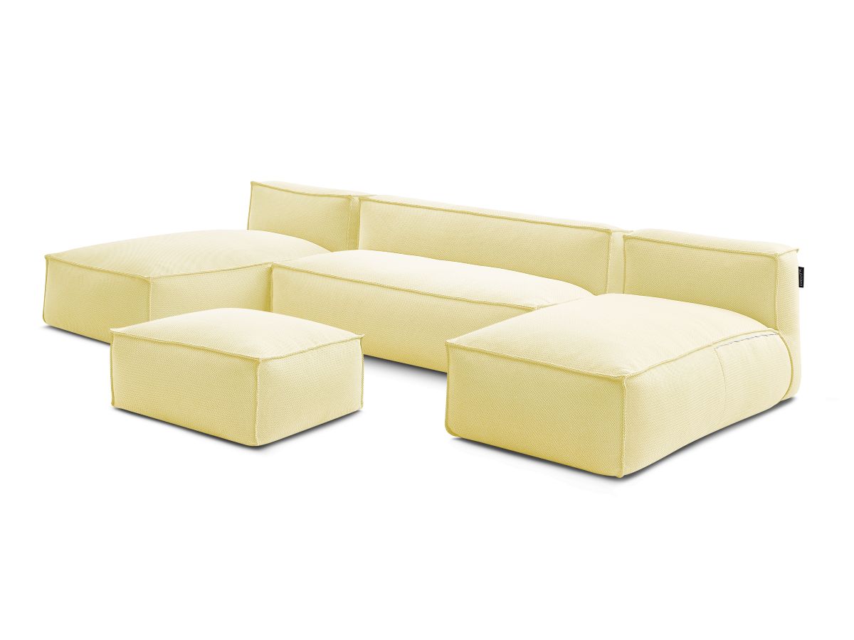 Bobochic Biarritz Gartensofa 4-Sitzer mit Pouf 332 × 168 cm Melange-Stoff Gelb