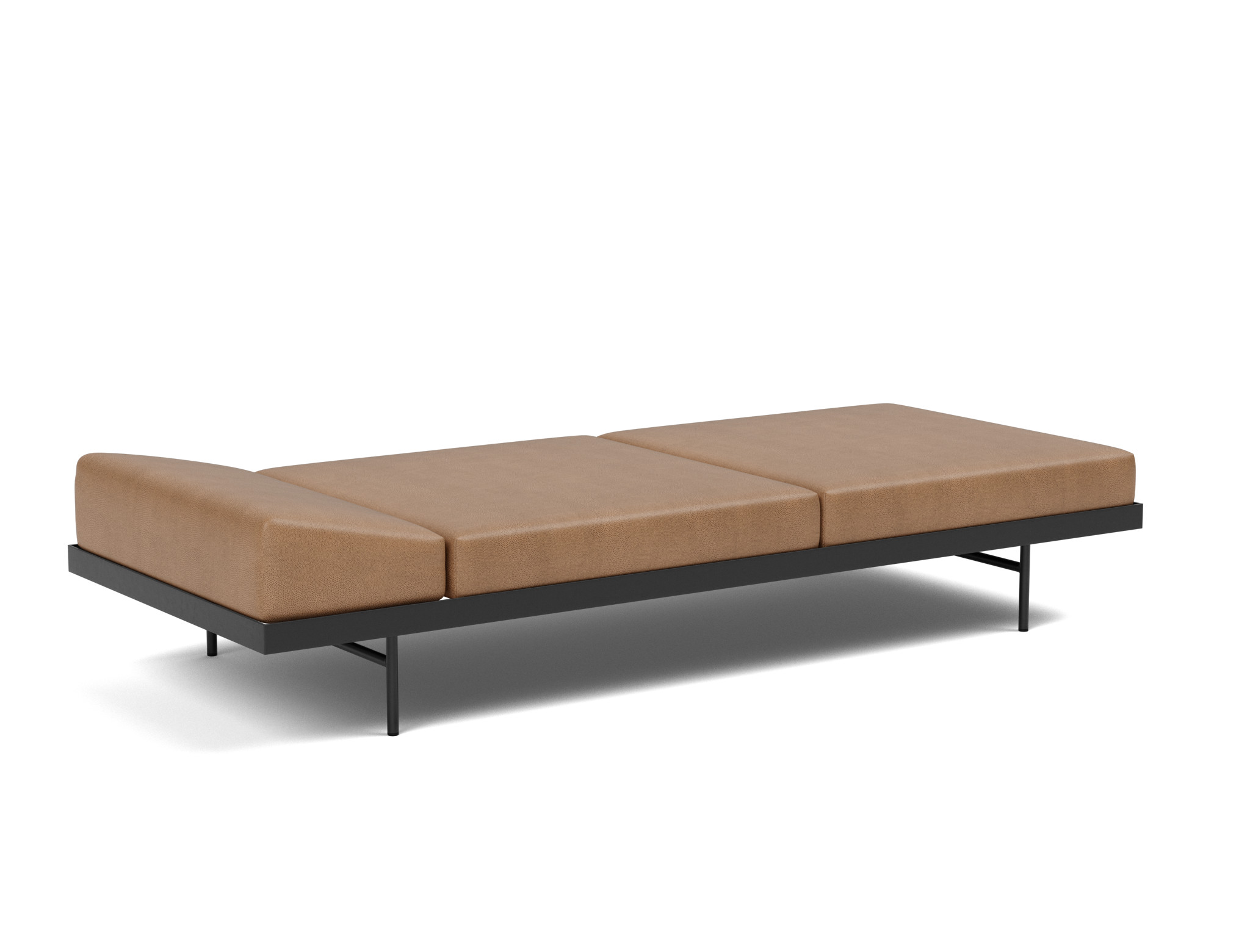 Tagesbett Puri Lederoptik Faunal 551-Brown Beine mit Eichentisch