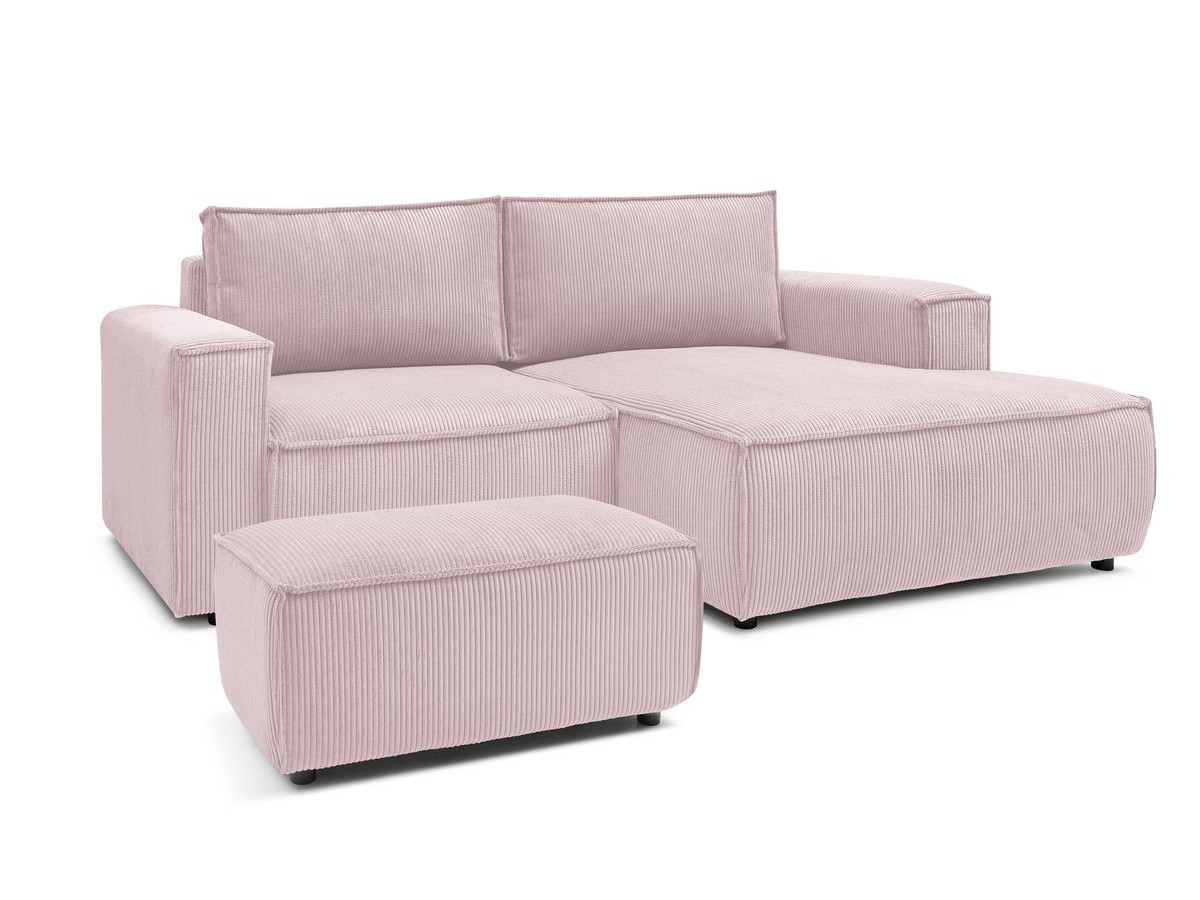 Bobochic Nihad Ecksofa mit Pouf Cordsamt Violett Ecke rechts