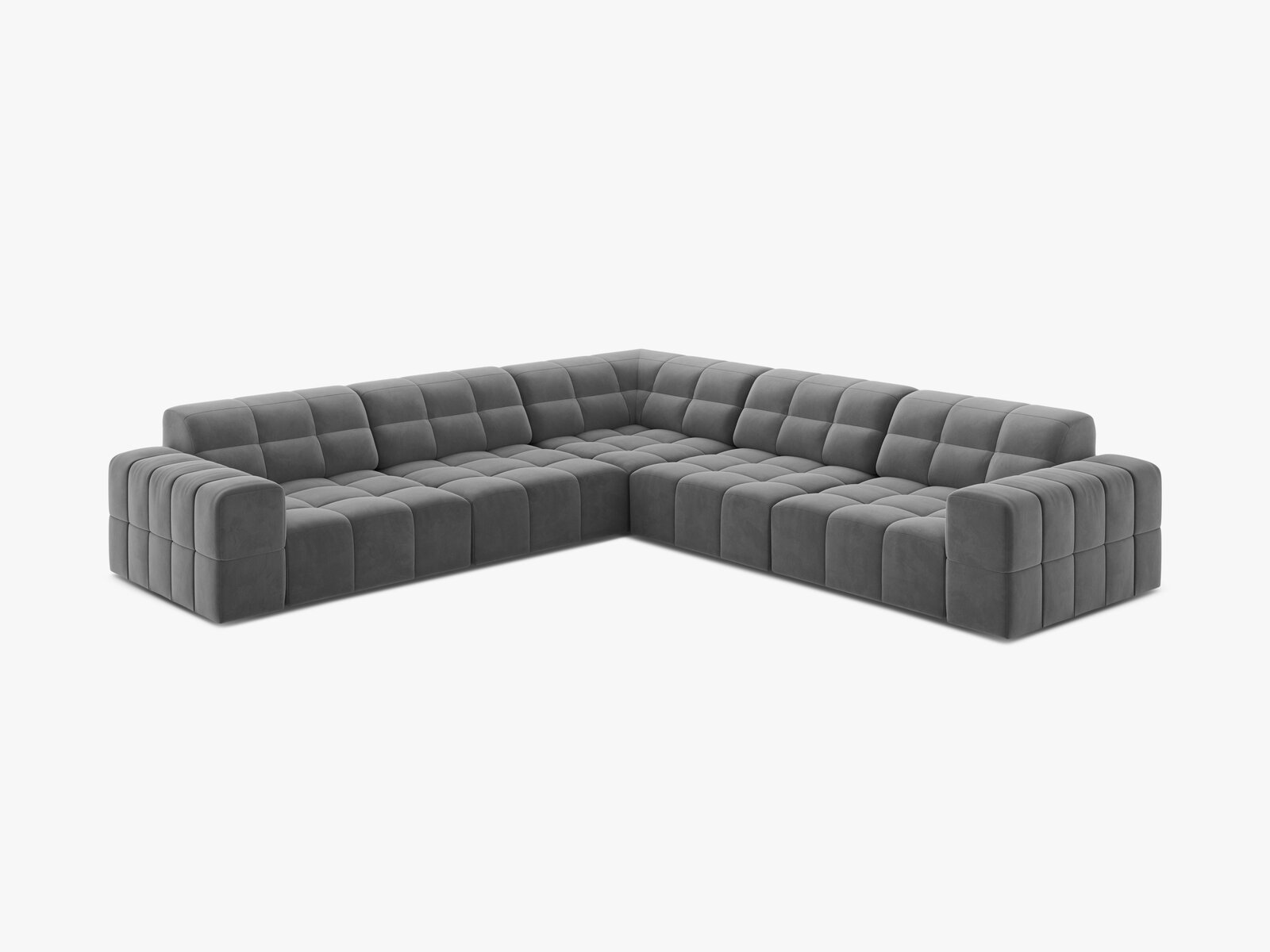 Micadoni Jennifer Modulares Ecksofa 7-Sitzer Samt Venus Hellgrau