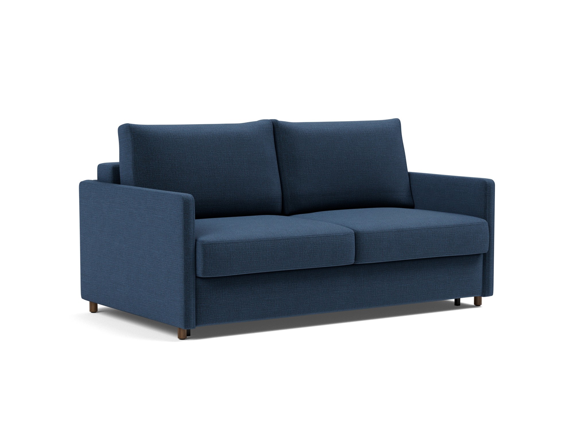 Schlafsofa Neah mit Slim-Armlehnen 160 Chenille Esina 414-Indigo-Blue