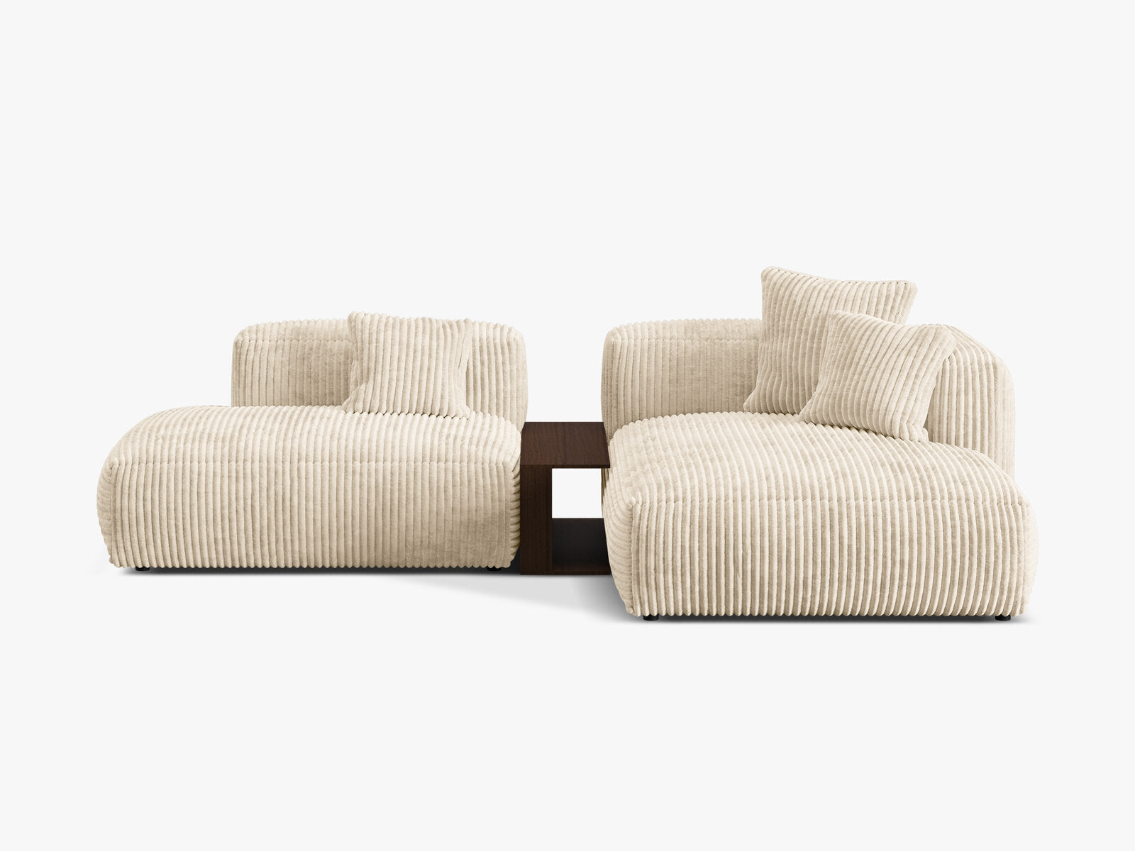 Micadoni Ecksofa Martina 2-Sitzer mit Couchtisch Rechts Kord Helles Beige