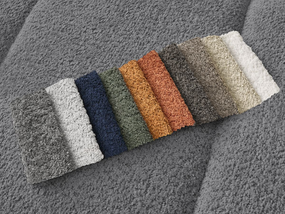 Bobochic Pamira Ecksofa mit Pouf Bouclé-Stoff Dunkelgrau Ecke links