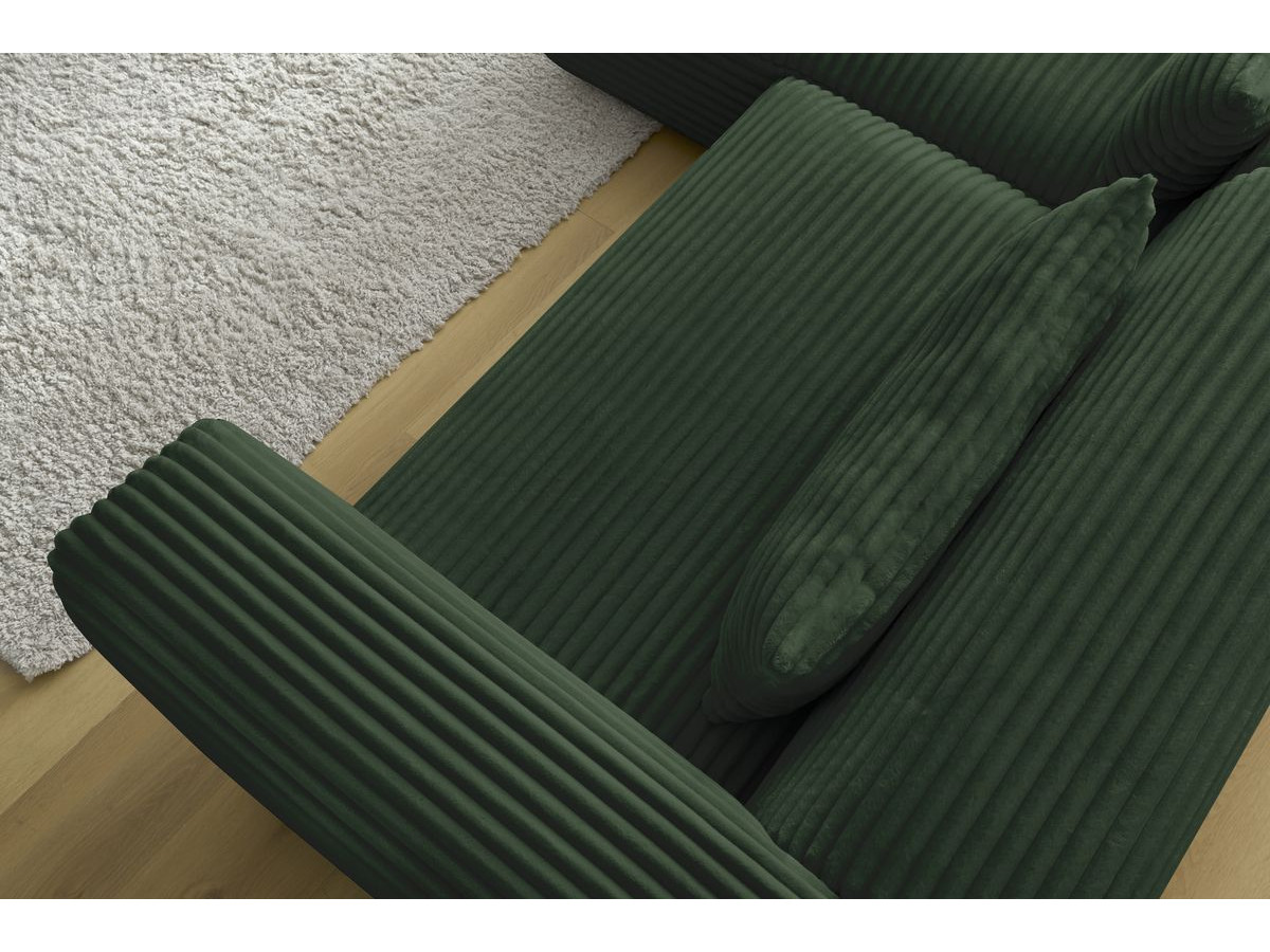 Bobochic Harry Ecksofa Breitcord weich Grün Ecke links