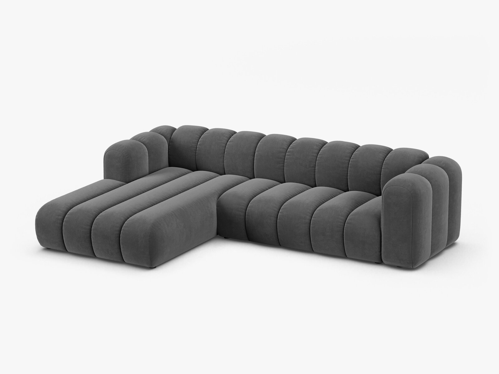 Micadoni Modulares Ecksofa Lupine 4-Sitzer Samt Venus Grau Links
