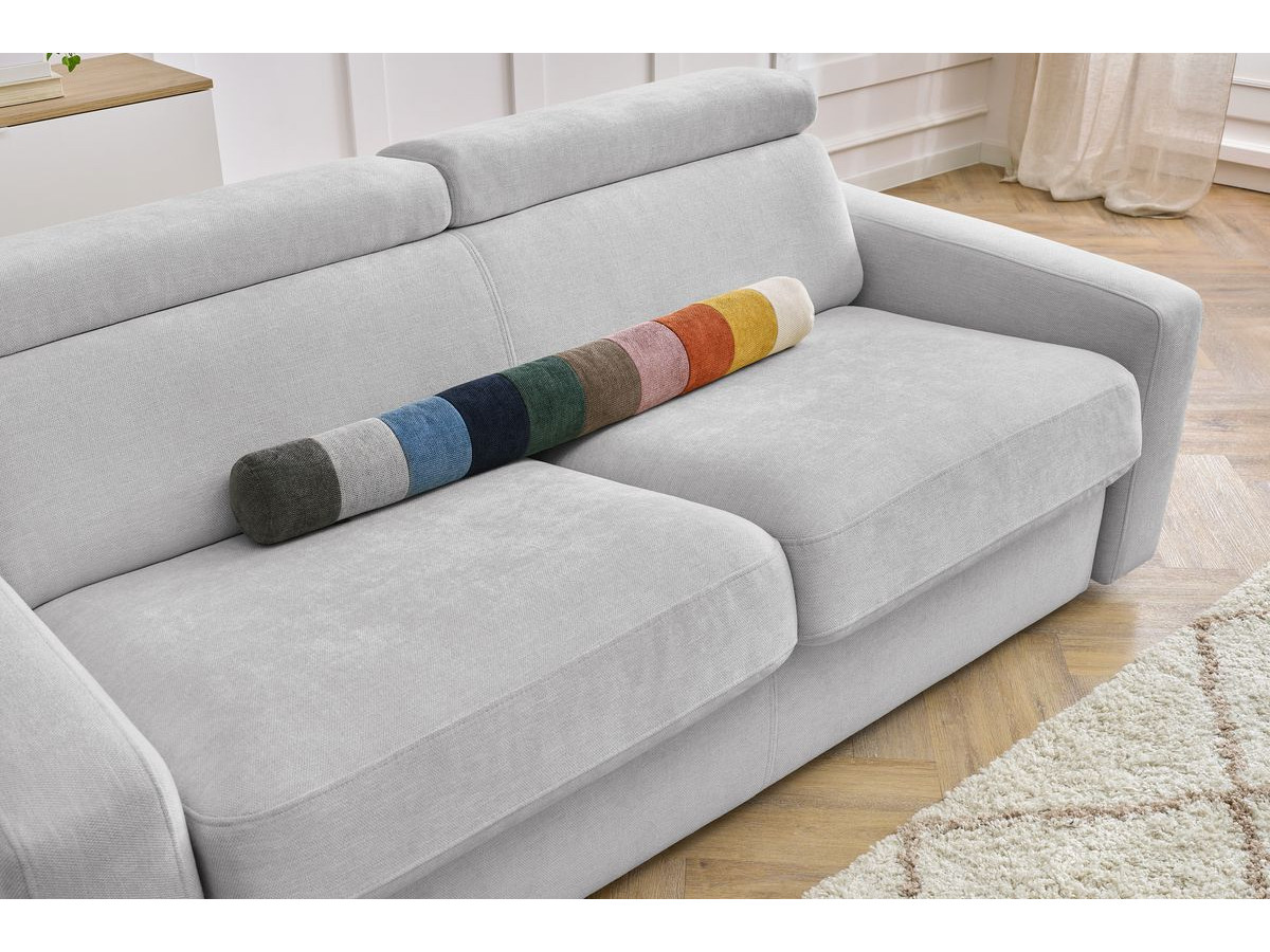 Bobochic Monaco Schlafsofa 3-Sitzer Stoff Hellgrau, Liegefläche 140 × 190 cm