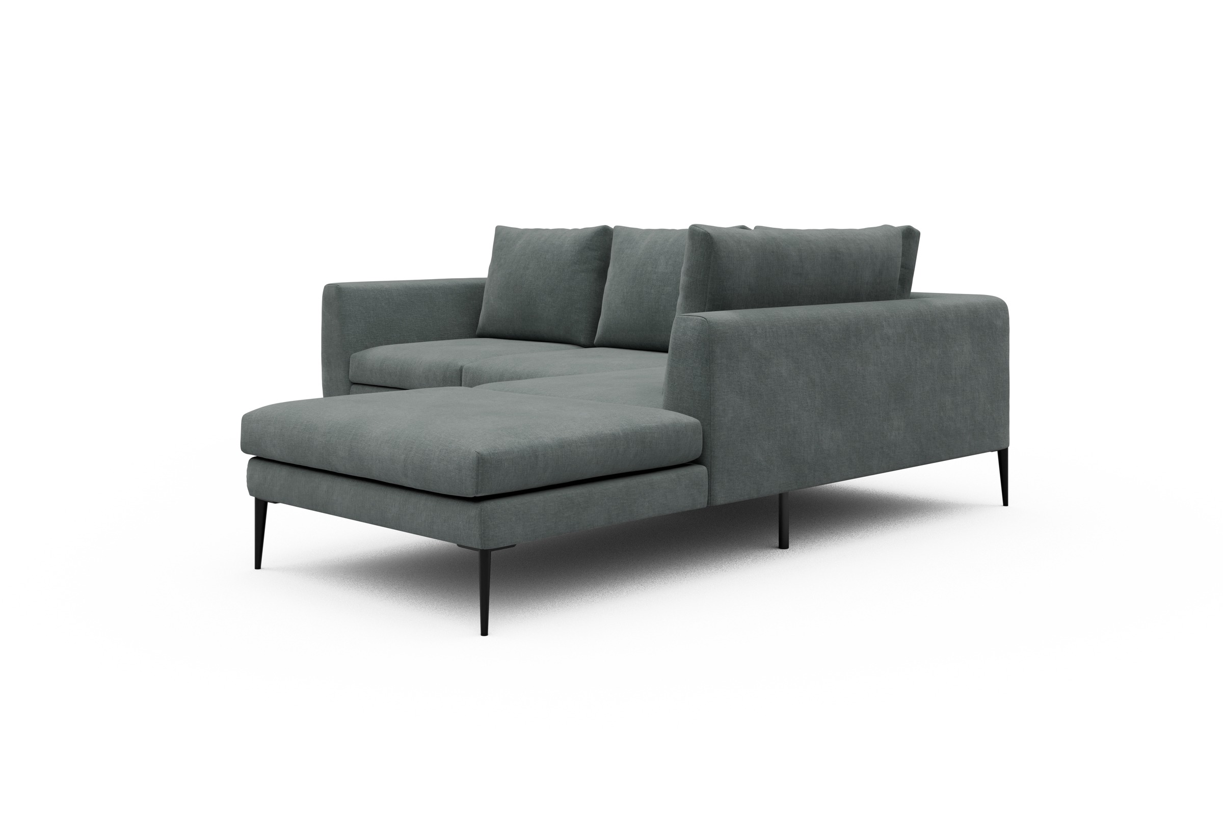 Ecksofa Paul Relax-Ecke rechts mit 2-Sitzer Smooth-Silver-Grey