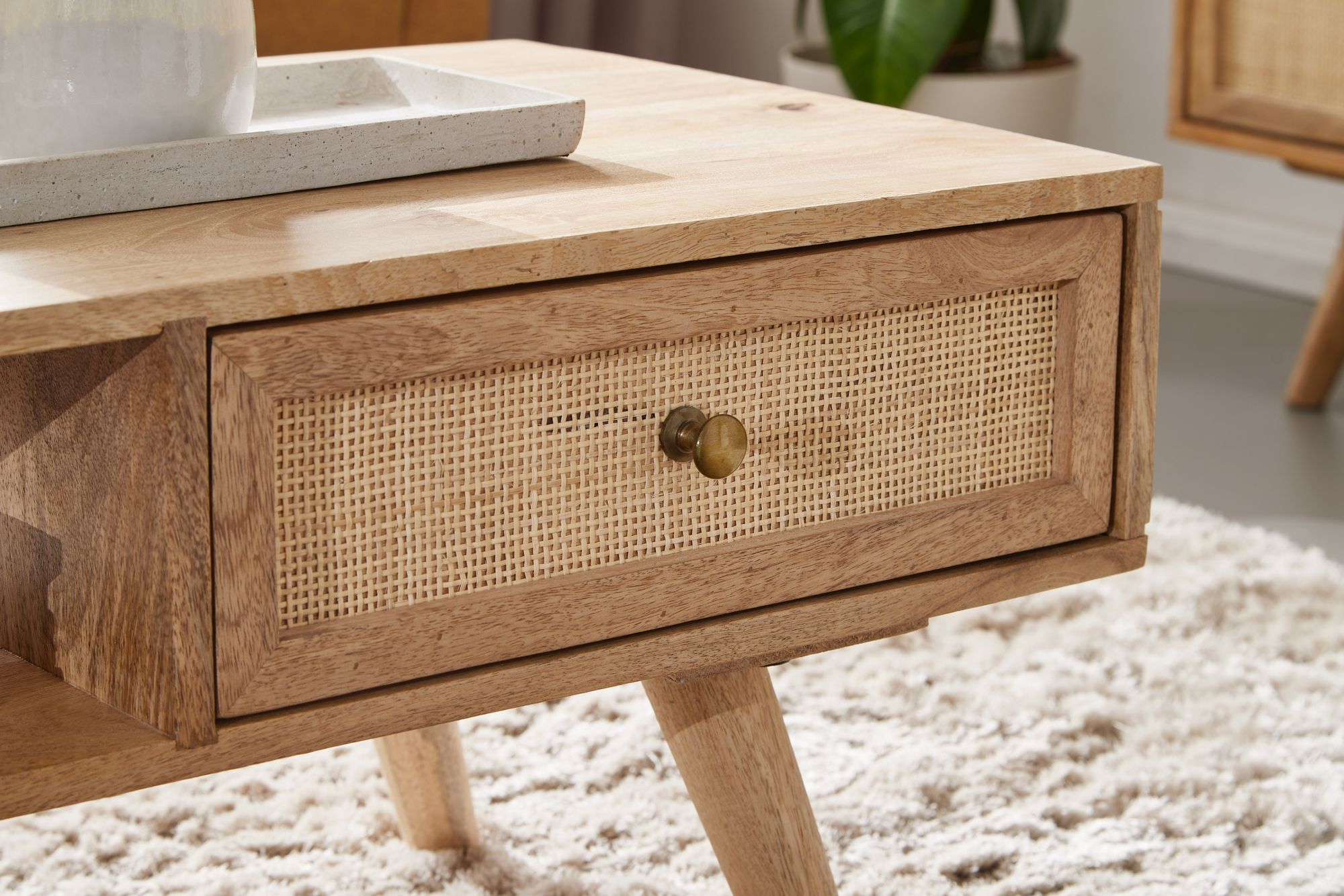 Couchtisch Elduvik Mango Massivholz Braun 90 × 45 × 40 cm