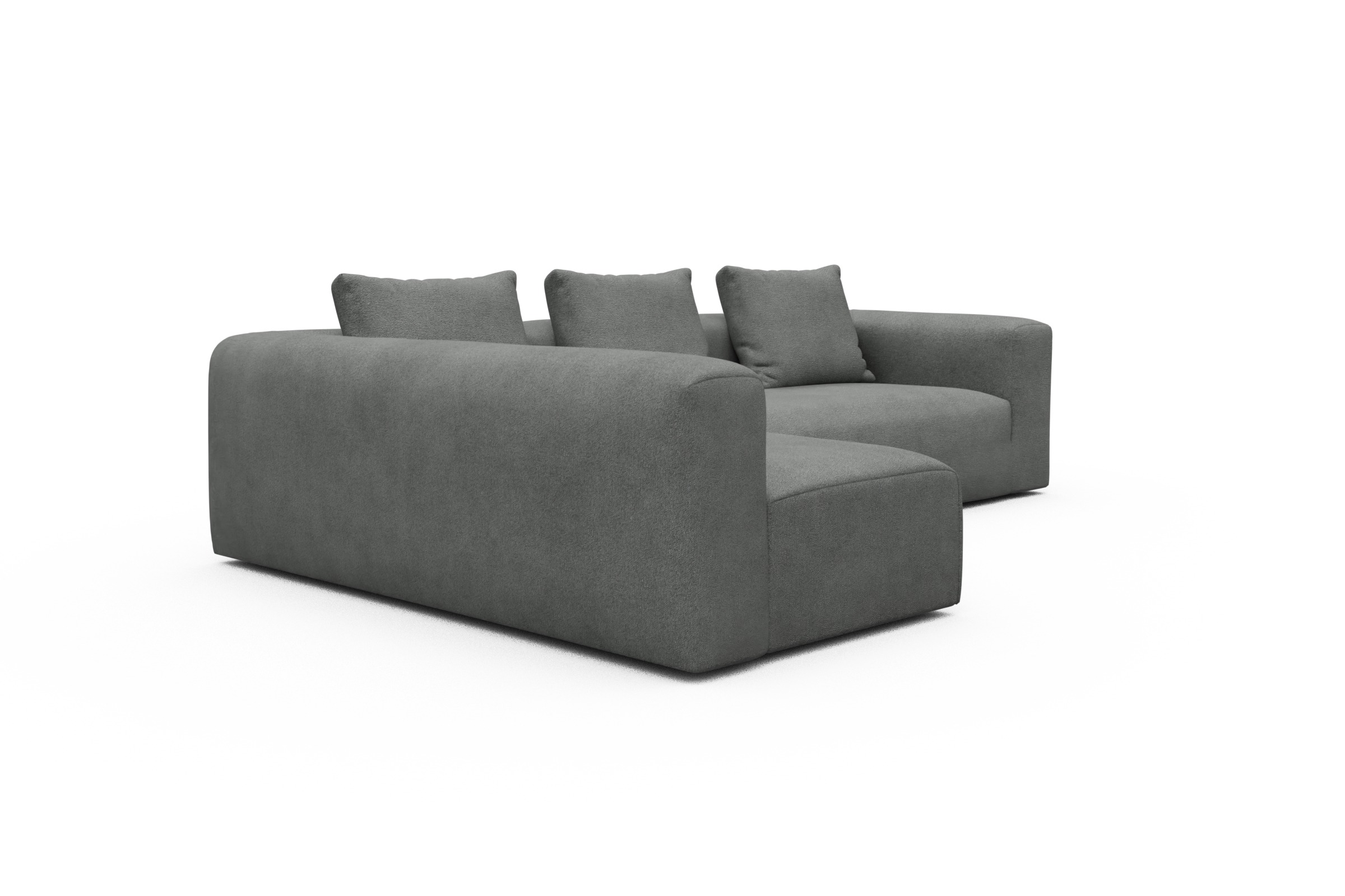 Ecksofa Fred 2x 2,5-Sitzer links offen Boucle-Ash-Grey