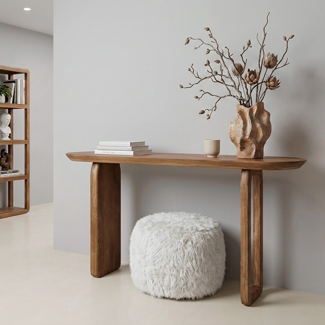 Raw Materials Bullnose Wandtisch aus Mangoholz braun 140x35x80cm