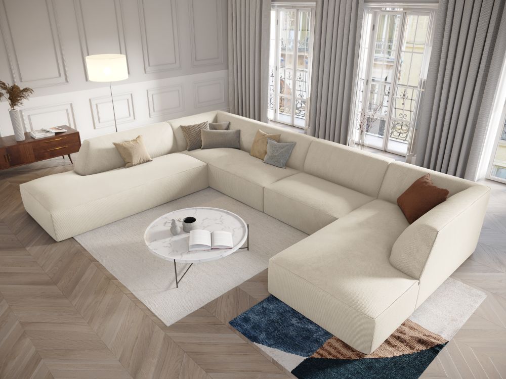 Cosmopolitan Design Panoramasofa Siena 7-Sitzer Kord Scala Helles Beige Links
