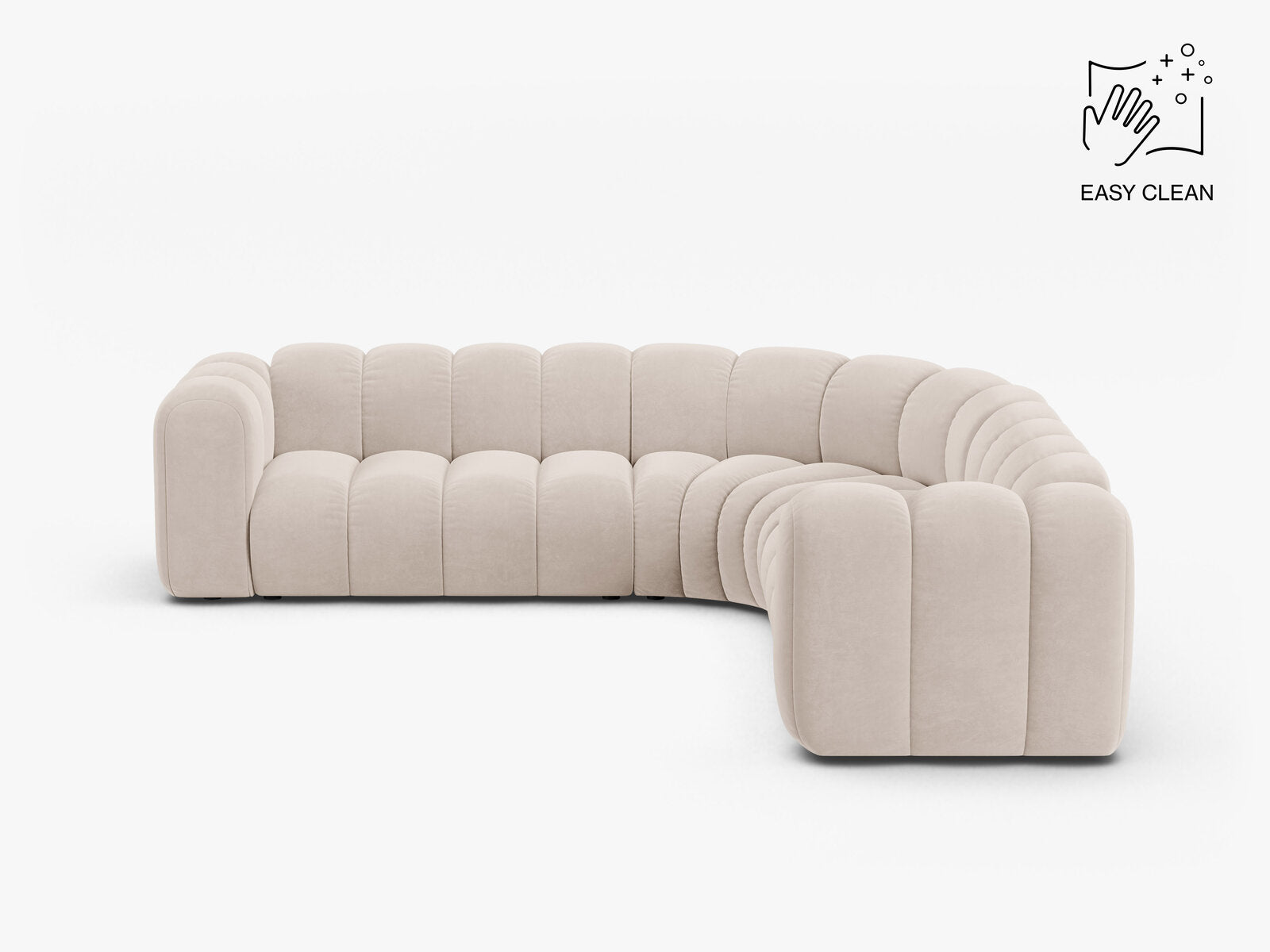 Micadoni symmetrisches Ecksofa Lupine 5-Sitzer mittelgroß Samt Venus Helles Beige