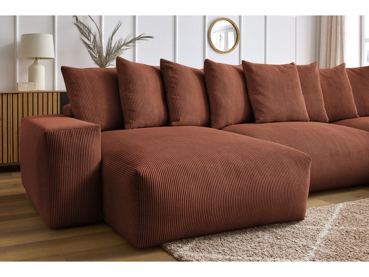 Bobochic Voltaire Wohnlandschaft 420 × 165 cm Cordsamt Orange