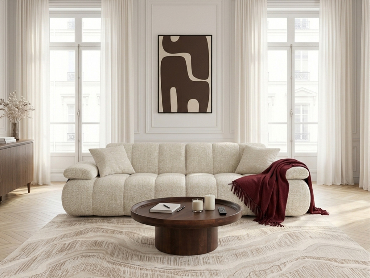 Bobochic Rivoli Sofa 4-Sitzer Melange-Stoff Beige