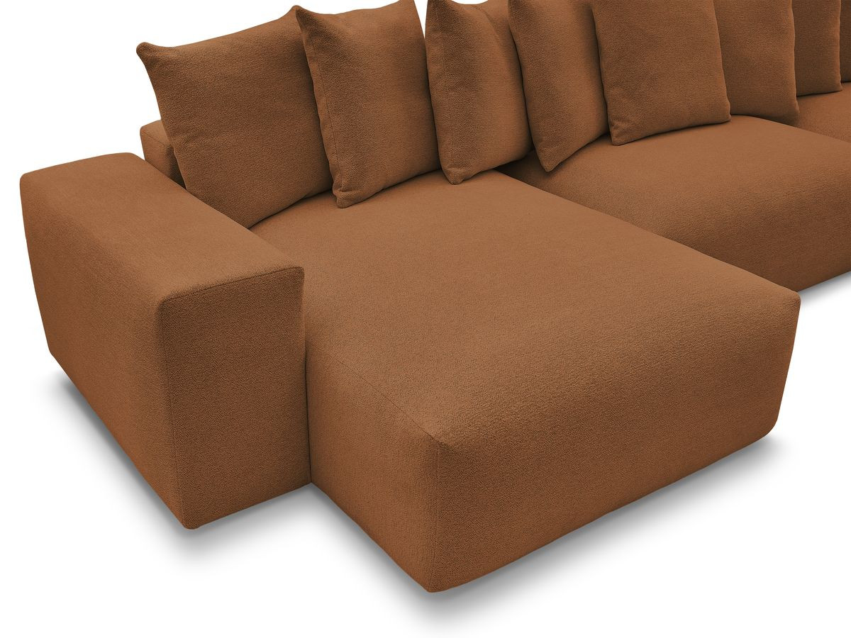 Bobochic Voltaire Wohnlandschaft mit Pouf 420 × 174 cm, Liegefläche 135 × 345 cm Melange-Stoff Orange