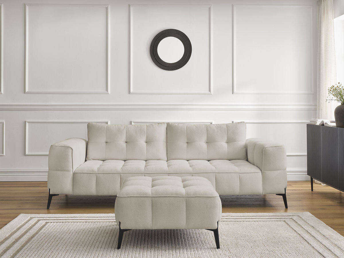 Bobochic Anis Sofa 3-Sitzer mit Pouf Strukturstoff Beige