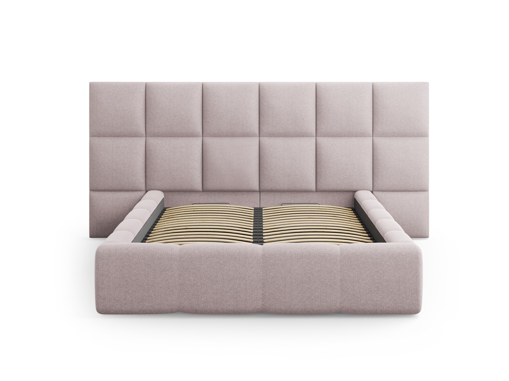 Cosmopolitan Design Stauraumbett mit doppeltem Kopfteil Livigno 160x200 Strukturierter Stoff Solid Rosa