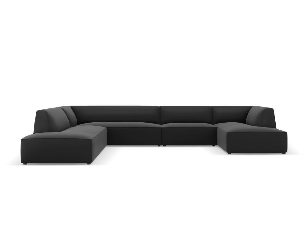 Cosmopolitan Design Panoramasofa Siena 7-Sitzer Kunstleder Pacifico Schwarz Links