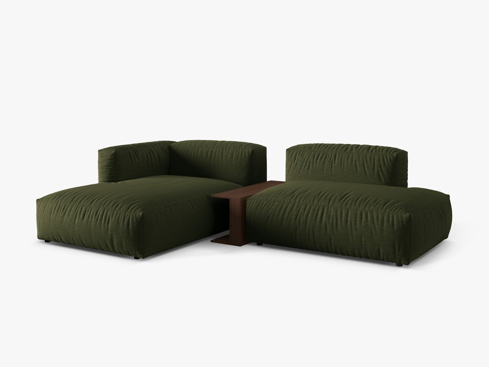 Micadoni Ecksofa Martina 2-Sitzer mit Couchtisch Links Strukturierter Stoff Grün