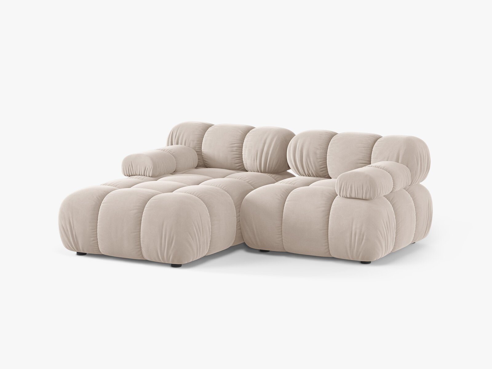 Micadoni Modulares Ecksofa Bellis 3-Sitzer Links Samt Venus Helles Beige