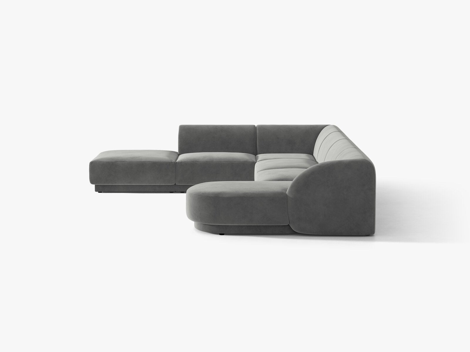 Micadoni Panorama-Ecksofa Miley 6-Sitzer Samt Venus Hellgrau Links