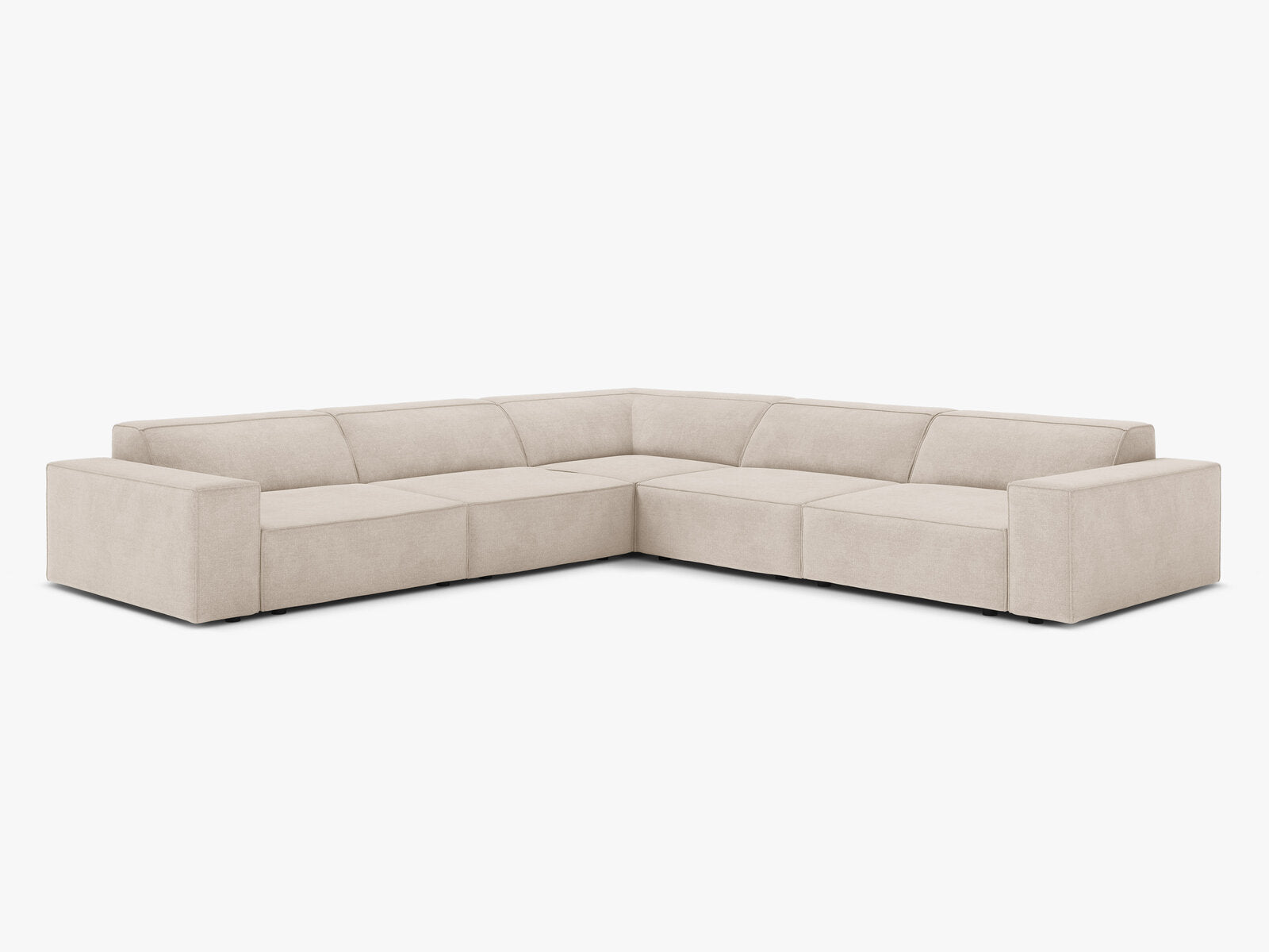 Micadoni Symmetrisches Ecksofa Jodie 6-Sitzer Strukturierter Stoff Liberty Beige