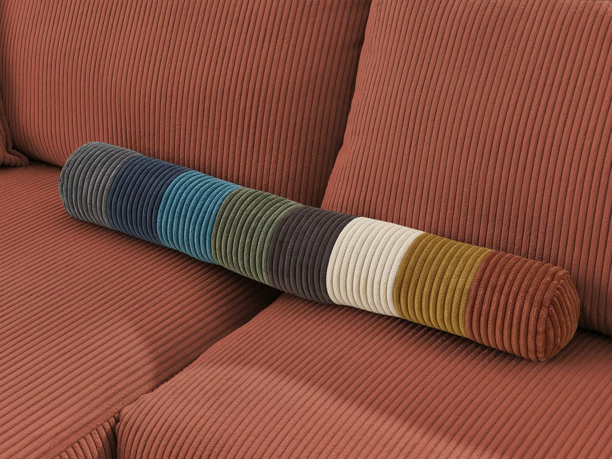 Bobochic Augustin Ecksofa mit Schlaffunktion und Bettkasten Cordsamt Orange, Liegefläche 140 × 200 cm