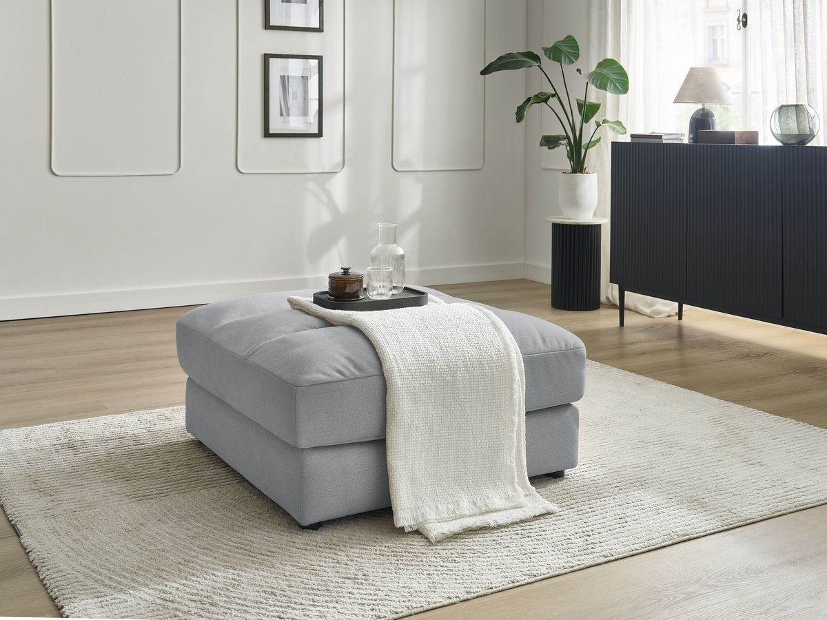 Bobochic Sierra Pouf Samt Hellgrau