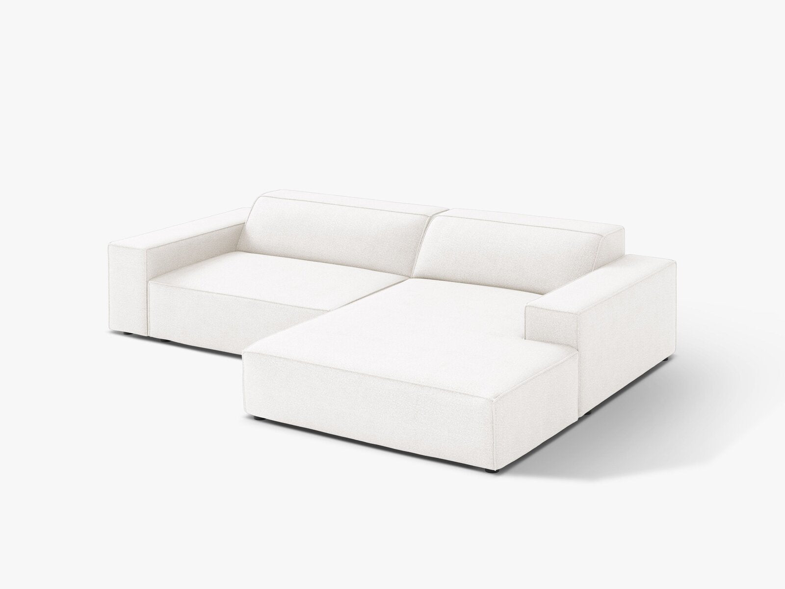 Micadoni Ecksofa Jodie 3-Sitzer Rechts Boucle Baloo Weiß
