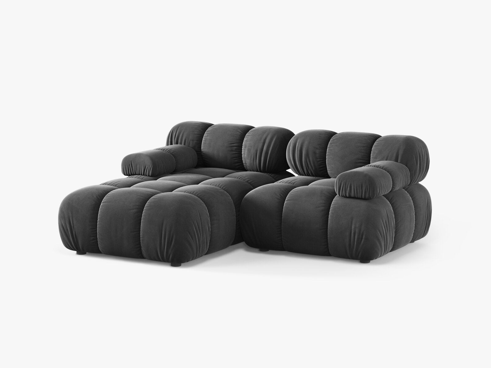 Micadoni Modulares Ecksofa Bellis 3-Sitzer Links Samt Venus Grau
