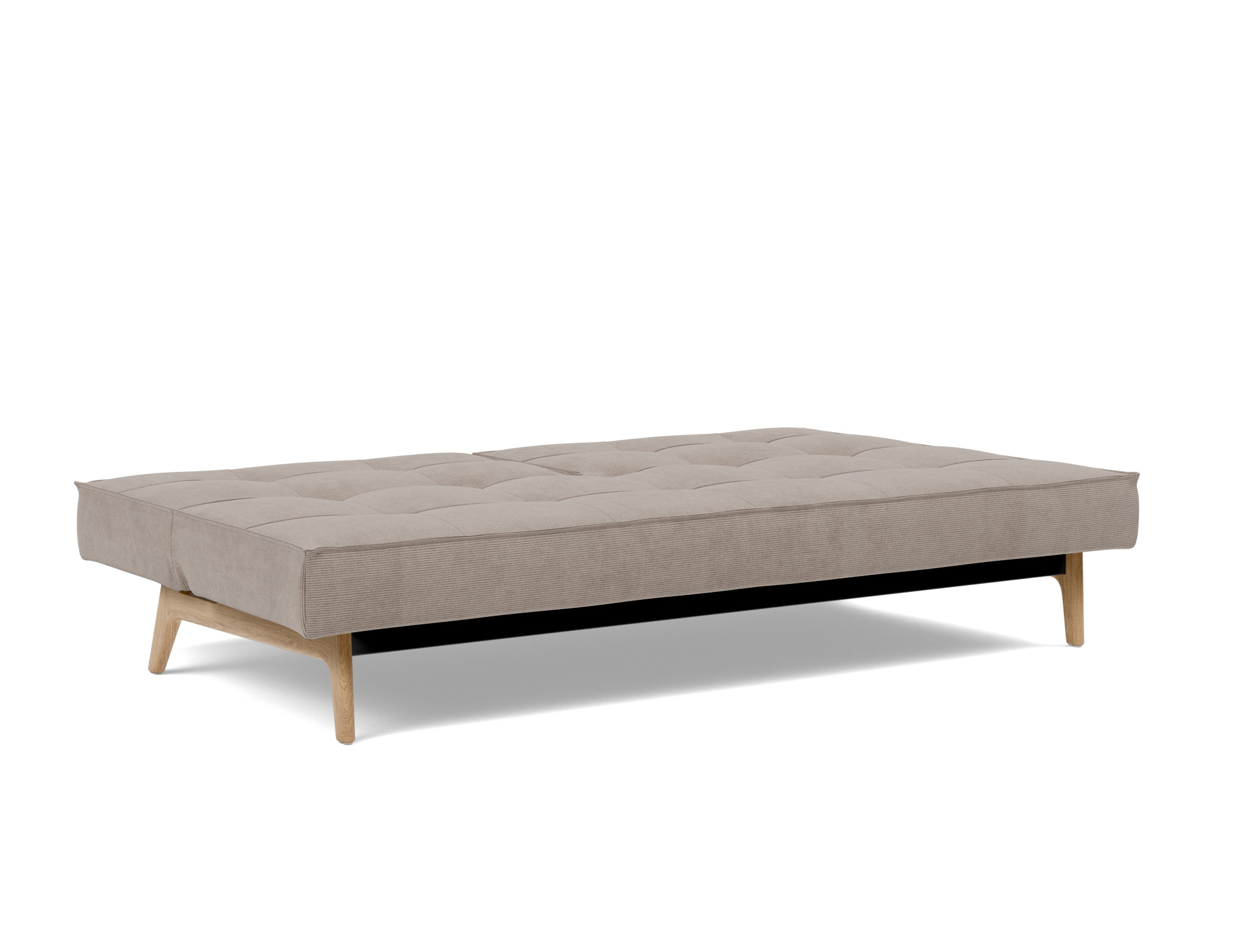 Schlafsofa Splitback Kord Cordufine 318-Beige Beine Eiche