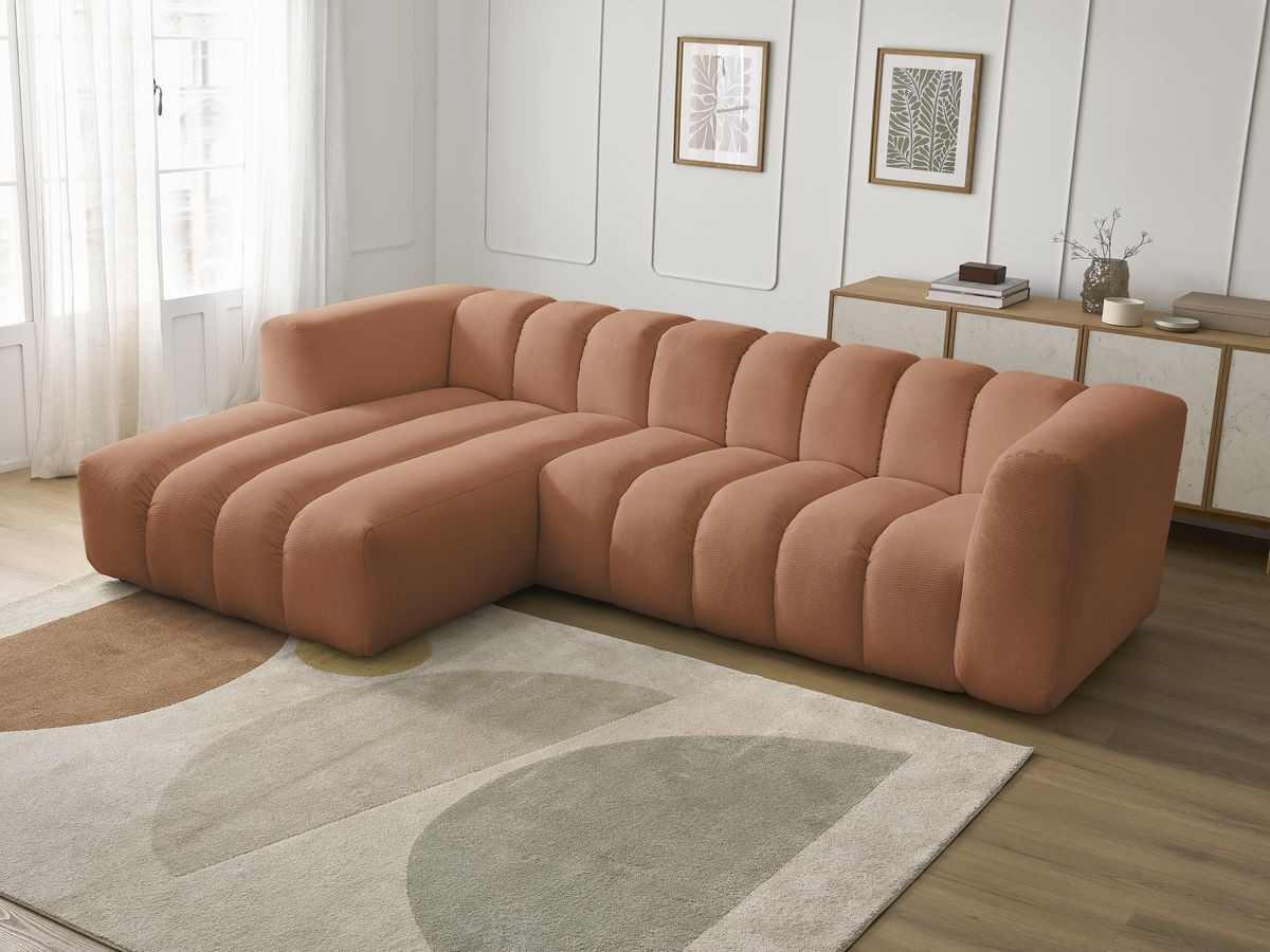 Bobochic Talia Ecksofa Melange-Stoff Orange Ecke links