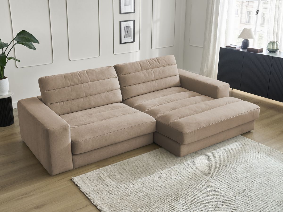 Bobochic Sierra Ecksofa Samt Taupe Ecke rechts