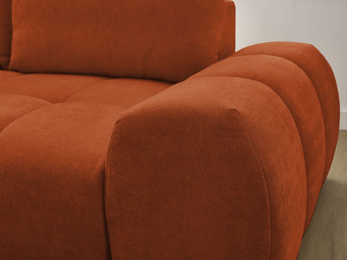 Bobochic Everest Ecksofa mit Schlaffunktion und Bettkasten 318 × 180 cm, 3 Kissen Strukturstoff Orange Ecke links