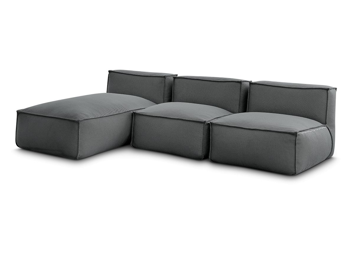 Bobochic Biarritz Gartensofa 3-Sitzer Melange-Stoff Schwarz
