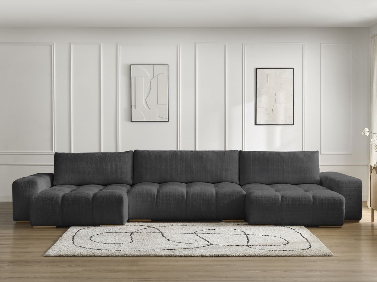 Bobochic Anakin Wohnlandschaft, 3 Kissen Strukturstoff Schwarz