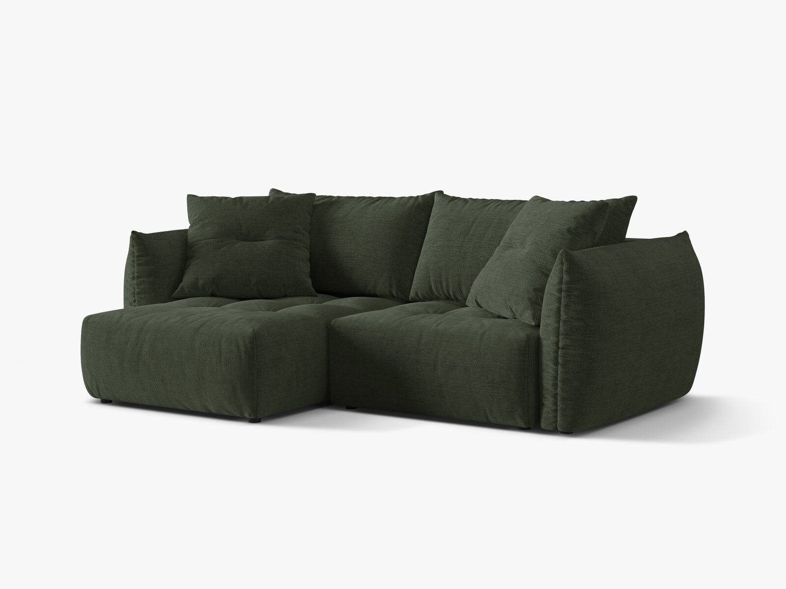 Micadoni Bloom Ecksofa 3-Sitzer mit Schlaffunktion Links Strukturierter Stoff Wind Moosgrün
