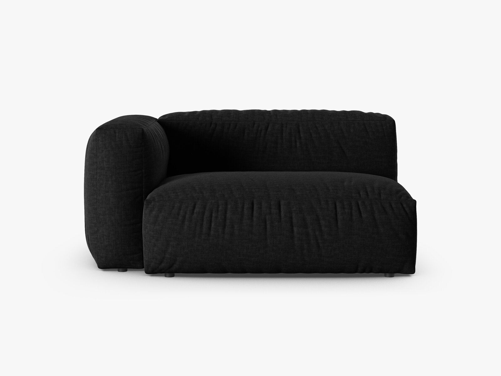 Micadoni Eckmodul mit Armlehne Martina 1-Sitzer Groß 90cm Sitztiefe Links Strukturierter Stoff Boston Schwarz