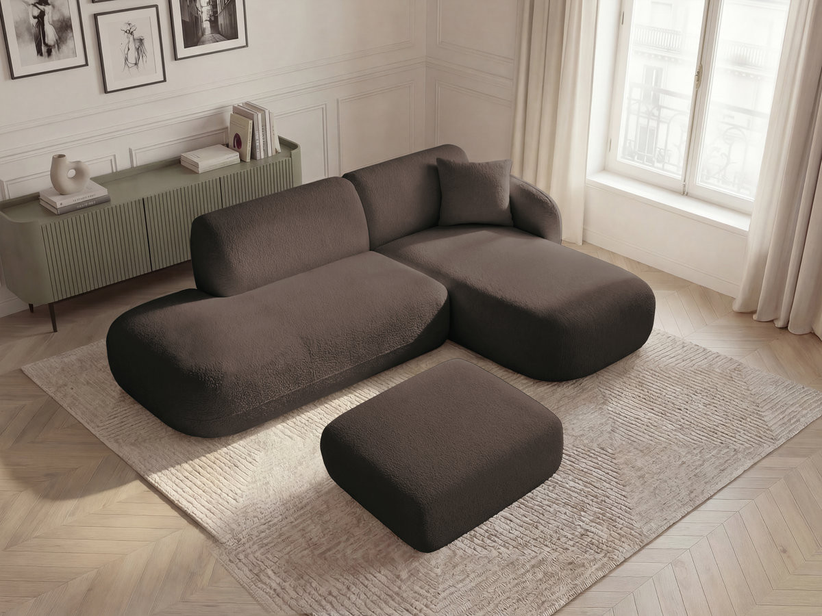 Bobochic Anda Ecksofa mit Pouf 241 × 163 cm Chenille Braun Ecke rechts