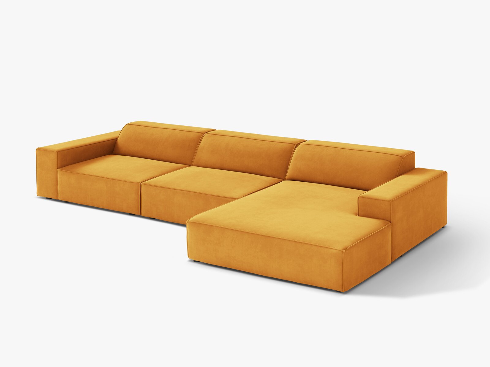 Micadoni Ecksofa Jodie 4-Sitzer Samt Venus Gelb Rechts