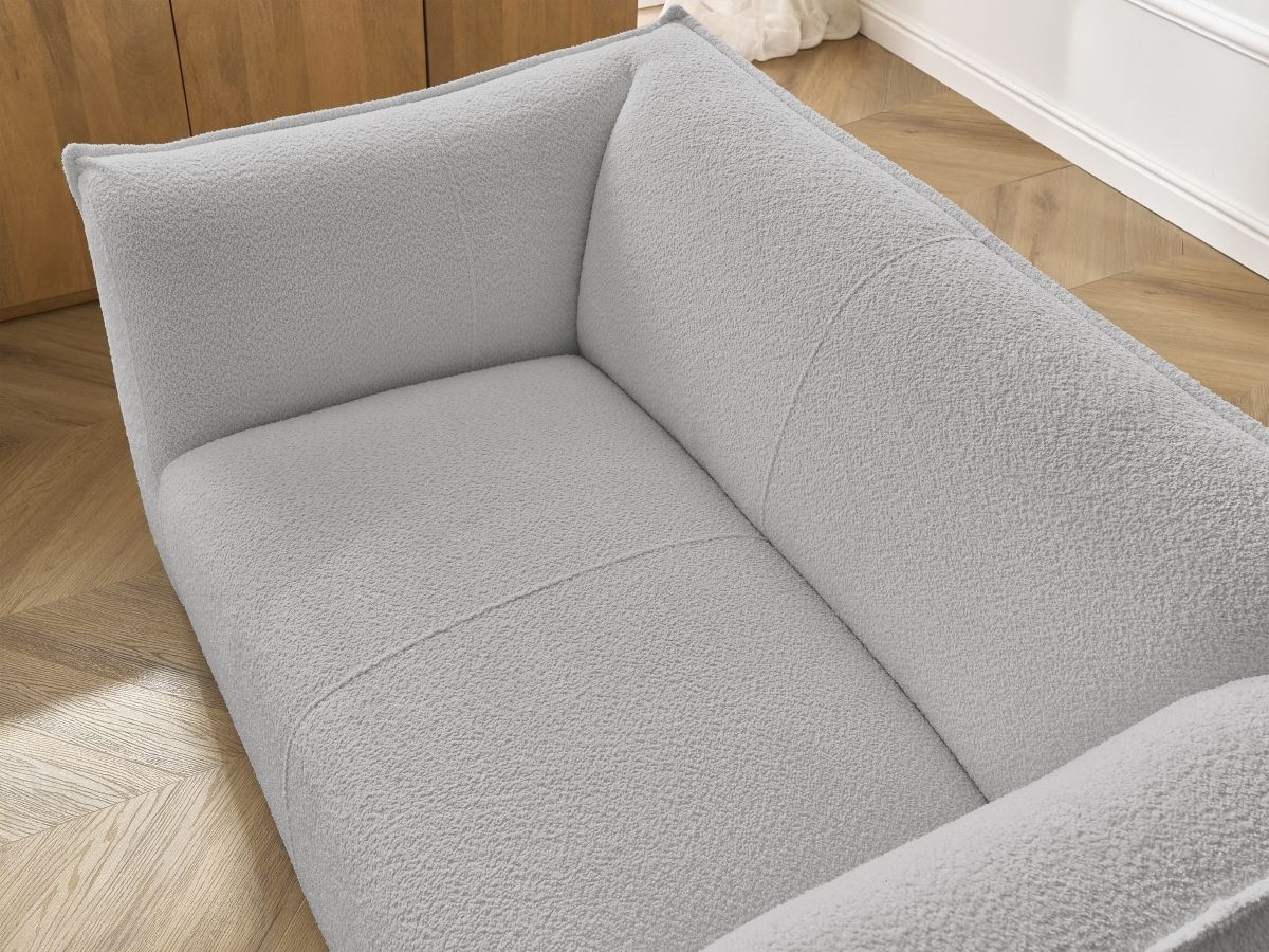 Bobochic Giorgia Sofa 2-Sitzer Bouclé-Stoff Hellgrau