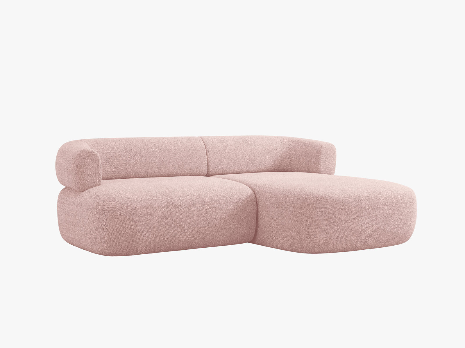 Micadoni 5-Sitzer Ecksofa Jenny Kleine Version Rechts Boucle Now or Never Puderrosa