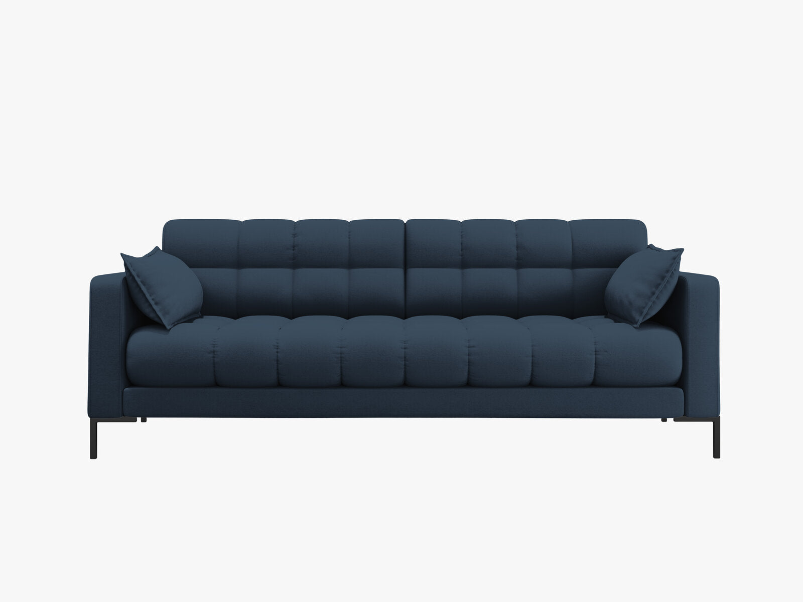 Micadoni Sofa Mamaia 3-Sitzer Strukturierter Stoff Neve Blau schwarze Beine