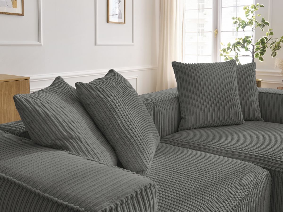 Bobochic Nina Ecksofa Cordsamt Dunkelgrau Ecke rechts