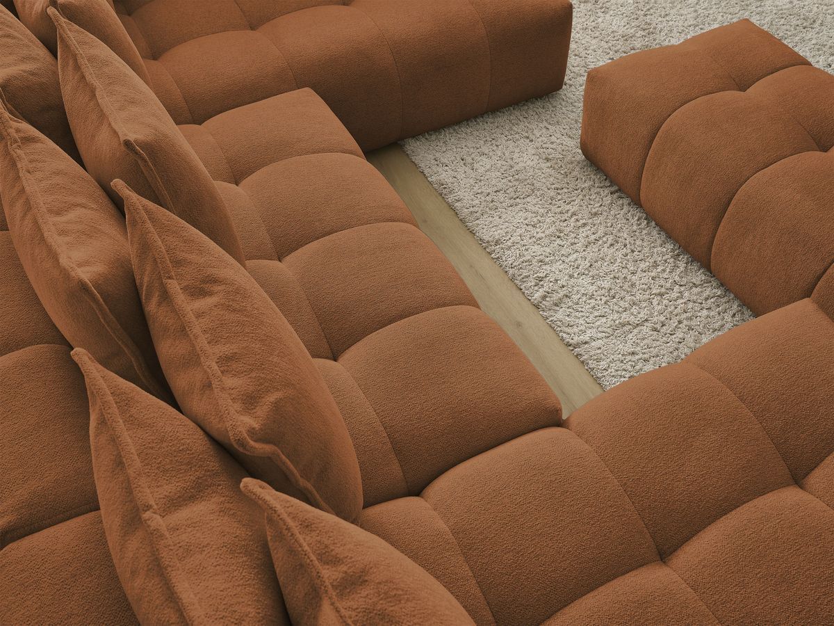 Bobochic Everest Wohnlandschaft mit Pouf, 14 Kissen Melange-Stoff Orange Ecke links