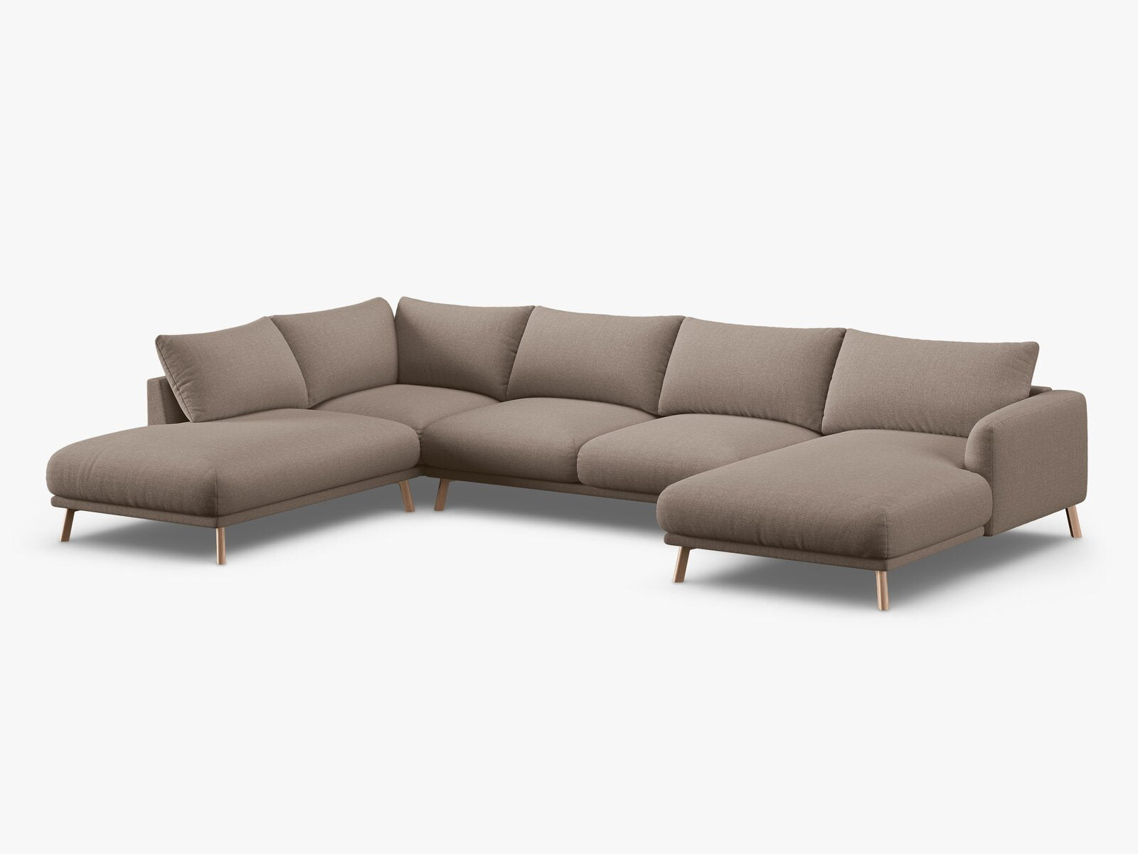 Micadoni Panorama Ecksofa Naomi 6-Sitzer Links Strukturierter Stoff Liberty Cappuccino