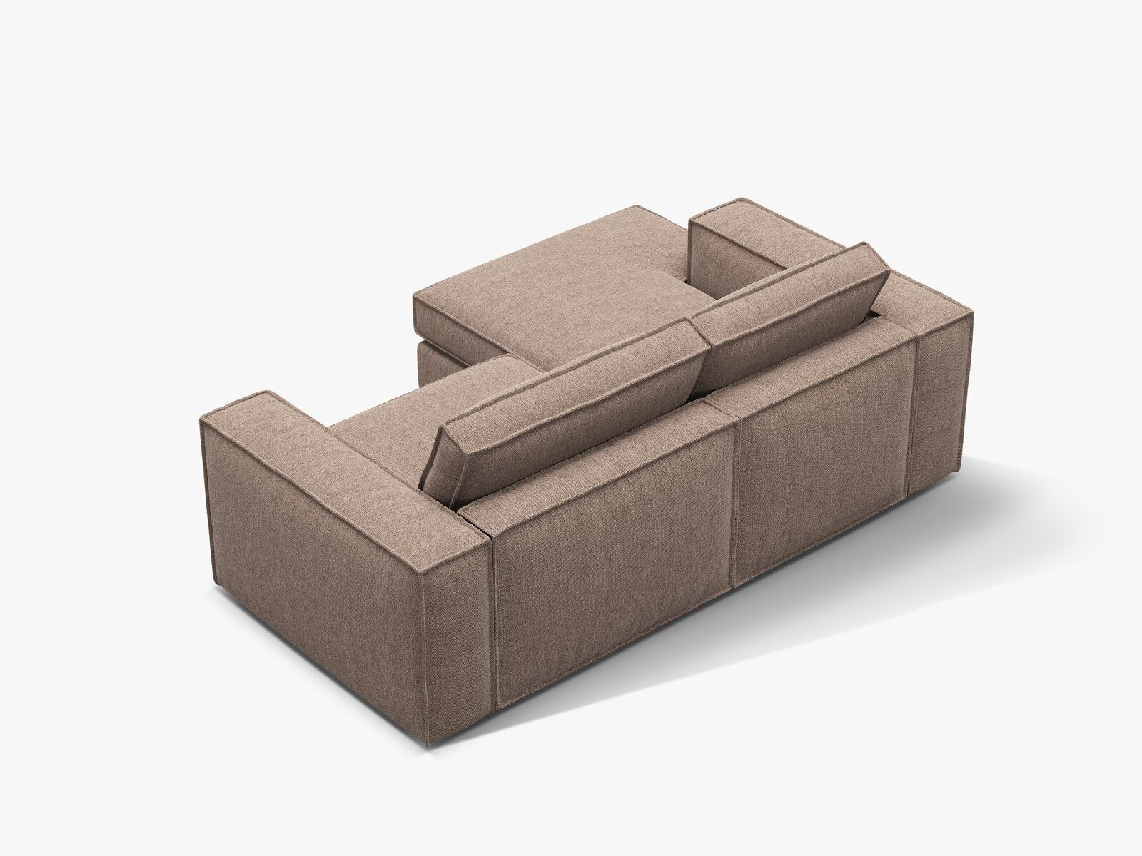 Micadoni modulares Ecksofa Pola 2-Sitzer kleine Version Links Strukturierter Stoff Babel Hellbraun