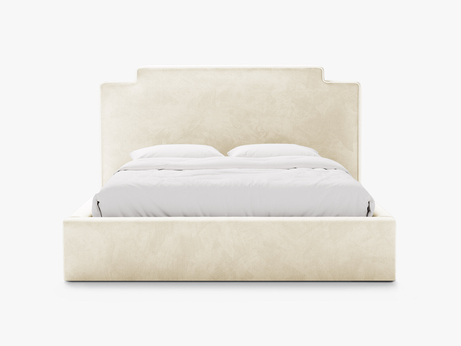 Micadoni Princess Samtbett mit Bettkasten und Kopfteil Samt Magic Velvet Elfenbein 180x200